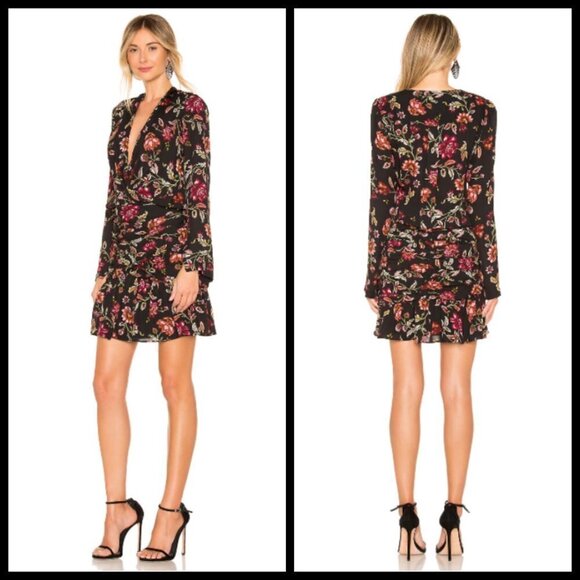 💕ALC💕 Haven Dress Ruched Floral Silk Mini Dress ~ Floral Print 0 NWT - Picture 2 of 16